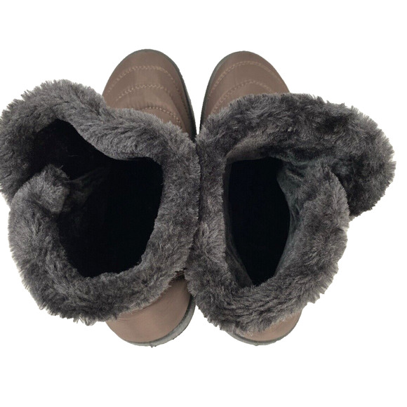AB Snow Boots Womens Sz 10.5 EU 41 Brown Ankle Faux Fur Waterproof Flat Gorpcore - Picture 7 of 13